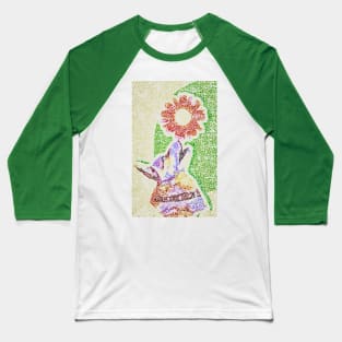 A dog holding a flower on its nose. Mosaic Baseball T-Shirt